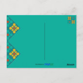 Mod-Blume-Fliesenmuster Aquamarin & gelb, täglich Postkarte (Rückseite)