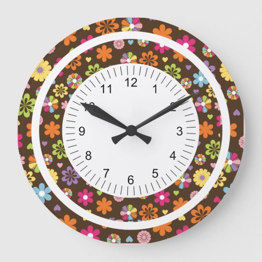 Mod Blume Große Wanduhr (Vorderseite)