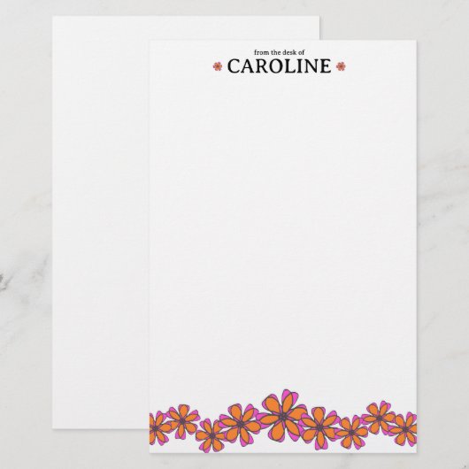 Mod Blume Personal Stationery Briefpapier (Vorne/Hinten)