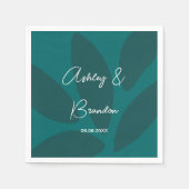 Mod Blume Petals Botanische Aquamarine Hochzeit Na Serviette (Vorderseite)