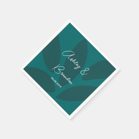 Mod Blume Petals Botanische Aquamarine Hochzeit Na Serviette (Ecke)