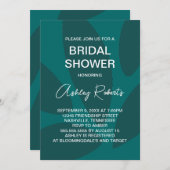 Mod Blume Petals Botanisches Aquamarines Brautpart Einladung (Vorne/Hinten)