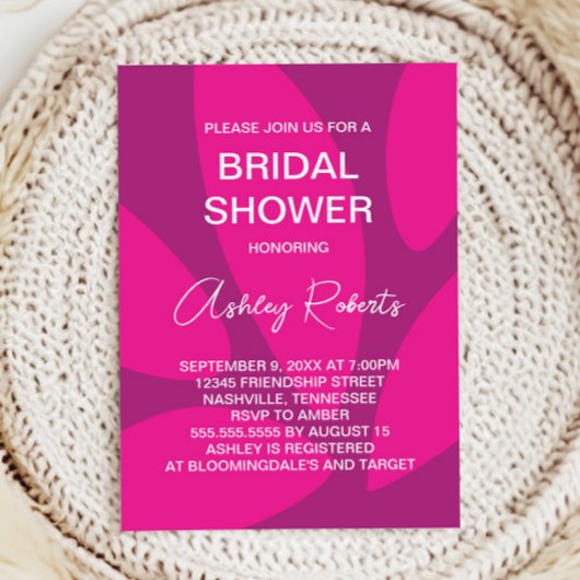 Mod Blume Petals Botanisches Fuchsisches Brautpart Einladung