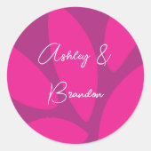 Mod Blume Petals Botanisches Fuchsisches Brautpart Runder Aufkleber (Vorderseite)