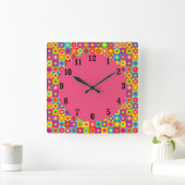 Mod Blume Power Quadratische Wanduhr (Zuhause)