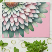 Mod Blume - Rosa, Gelb und Gelb Geschirrtuch (Gefaltet)