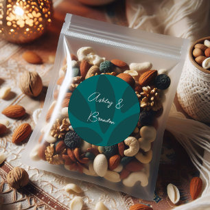 Mod Blumenblüten Botanisch Türkise Hochzeit Runder Aufkleber