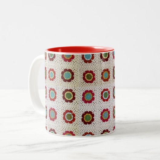 Mod-Blumendecke 11 Unze Zwei-Ton Tasse (Vorderseite Links)
