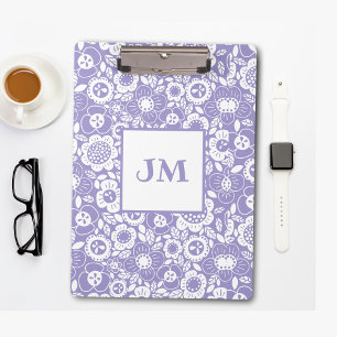 Mod-Blumenmuster mit Initialen Klemmbrett