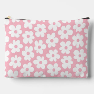 Mod-Blumenmuster Rosa und Weiß Zubehörtasche