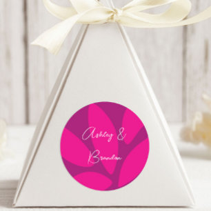 Mod-Blütenblätter Botanische Fuchsia-Brautparty Runder Aufkleber