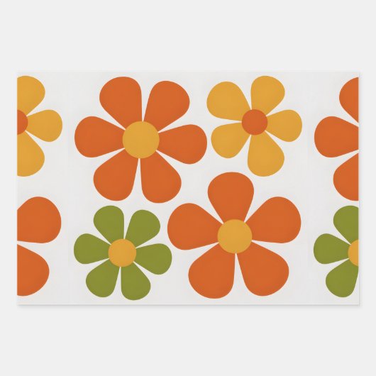 Mod Blütendesign Geschenkpapier Set (Vorderseite)