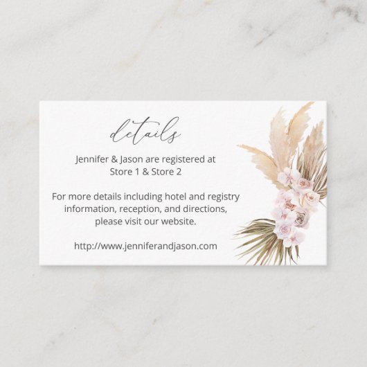 MOD Boho Pampas Grass Beach Blumendetails SM Begleitkarte (Vorderseite)