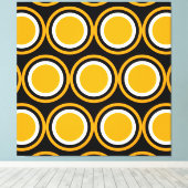Mod Bold Yellow Schwarz-weiß Concentric Art Leinwanddruck (Insitu (Holzboden))