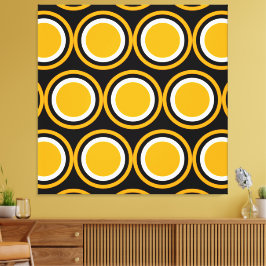 Mod Bold Yellow Schwarz-weiß Concentric Art Leinwanddruck