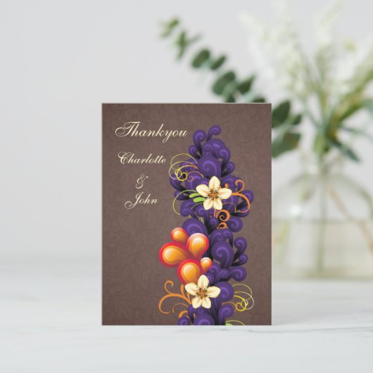 Mod braun lila Danke, Karten (Stehend Vorderseite)