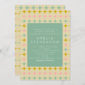 Mod-Brautparty für Vintage geometrische Pastellsta Einladung (Vorne/Hinten)