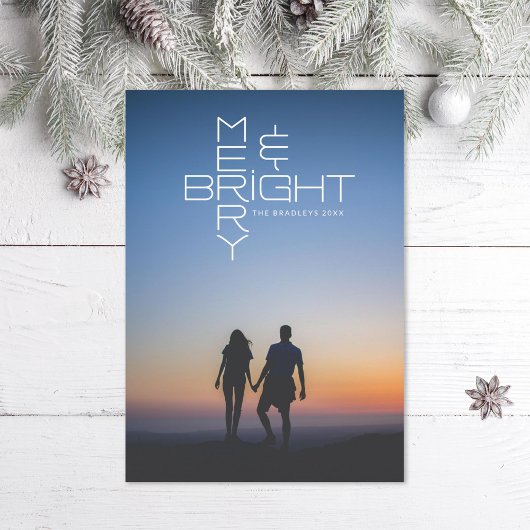 Mod Briefing Merry and Bright Holiday Foto Card Dankeskarte
