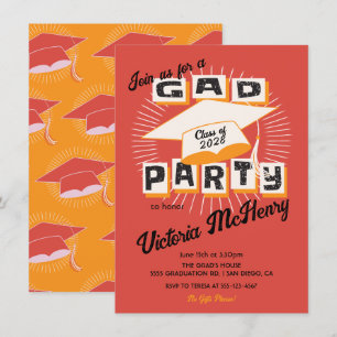 Mod Bright Bold Graduation Party Cap Einladung