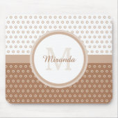 Mod Brown and White Polka Dots Monogram with name Mousepad (Vorne)