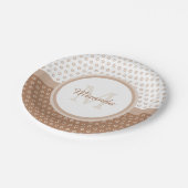 Mod Brown and White Polka Dots Monogram with name Pappteller (Schrägansicht)