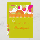 MOD BUBBLES/RETRO BAT MITZVAH INVITATION EINLADUNG (Vorne/Hinten)