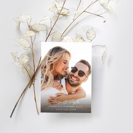 MOD Calligraphy Foto Save the Date vertikal Einladung