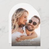 MOD Calligraphy Foto Vertikal Save the Date Arc Einladung (Vorne/Hinten)