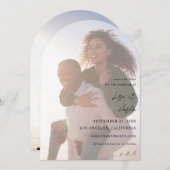 MOD Calligraphy w Duo Foto Save the Date Arc Einladung (Vorne/Hinten)