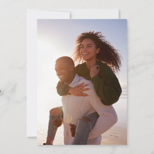 MOD Calligraphy w Duo Foto Save the Date Einladung (Rückseite)