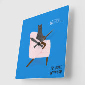 Mod Cats - Los holen Quadratische Wanduhr (Winkel)