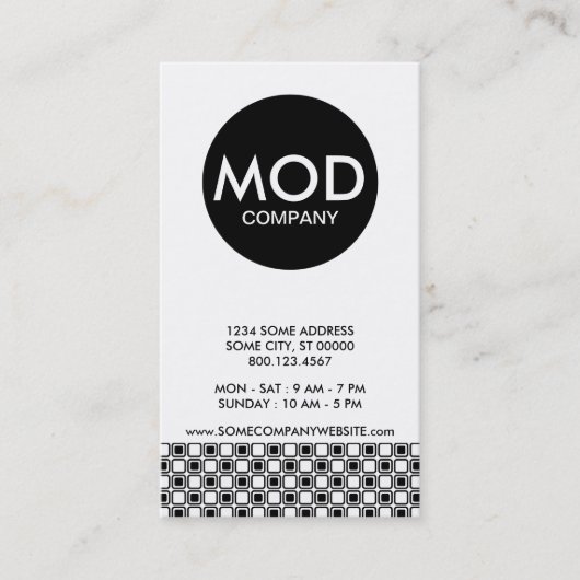 Mod Center Visitenkarte (Vorderseite)