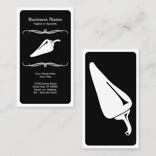 Mod Chili Pfeffer : Schwarzweiß Visitenkarte (Vorne/Hinten)