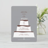Mod Chocolate Iced Wedding Cake Couple Dusche Einladung (Stehend Vorderseite)