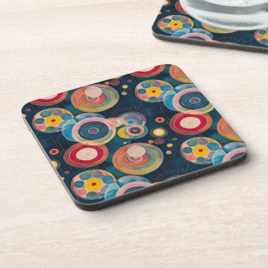 Mod Circles Mid Century im Stil von Hilma af Klint Getränkeuntersetzer (Linke Seite)