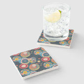 Mod Circles Mid Century im Stil von Hilma af Klint Steinuntersetzer (Seitenansicht)