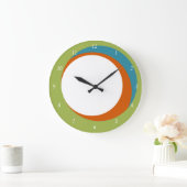 Mod Circles Wall Clock Green, Orange und Aqua Große Wanduhr (Zuhause)