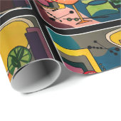 "Mod Cocktails" aus dem Mittelalter auf einem Bild Geschenkpapier (Rolleneckpunkt)