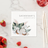 MOD Cocnut Coral & White Floral Name Party Serviette (Beispiel)