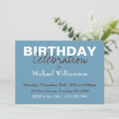 Mod Color Blue Birthday Einladungen (Stehend Vorderseite)