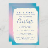 Mod Colorful Groovy Custom Foto Graduation Party Einladung (Vorne/Hinten)