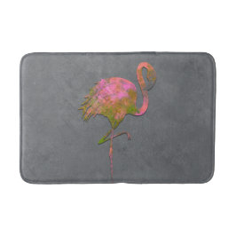 Mod Colorful Summer Flamingo Chic Modern Grau Badematte
