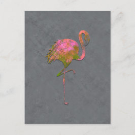 Mod Colorful Summer Flamingo Chic Modern Grau Postkarte