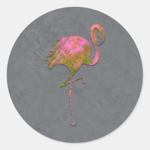 Mod Colorful Summer Flamingo Chic Modern Grau Runder Aufkleber