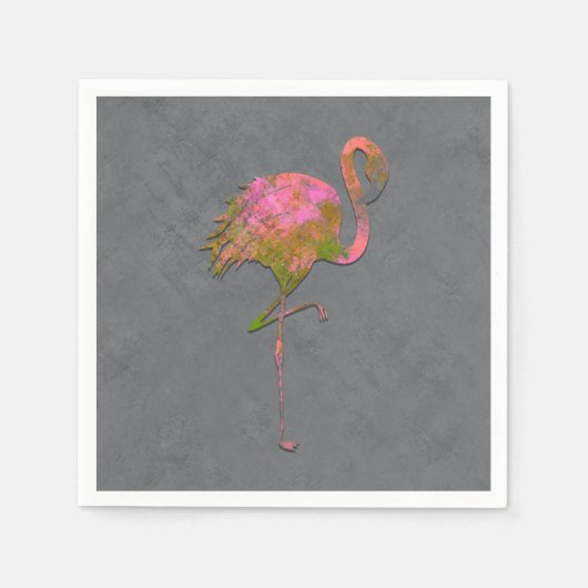 Mod Colorful Summer Flamingo Chic Modern Grau Serviette (Vorderseite)