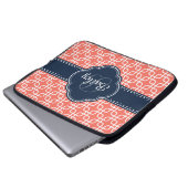 Mod Coral Pattern Navy Quarz Monogramm Laptopschutzhülle (Vorne Knopf)