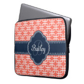 Mod Coral Pattern Navy Quarz Monogramm Laptopschutzhülle (Vorderseite Links)