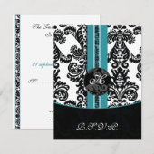 Mod Damask aqua uAwg standard 3,5 x 5 RSVP Karte (Vorne/Hinten)
