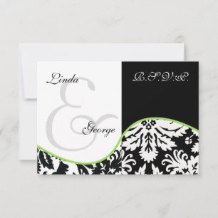 Mod Damask grüne Rsvp-Karten Standard 3.5 x 5 RSVP Karte