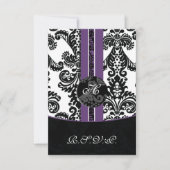 Mod Damask lila Rsvp-Karten Standard 3.5 x 5 RSVP Karte (Vorderseite)